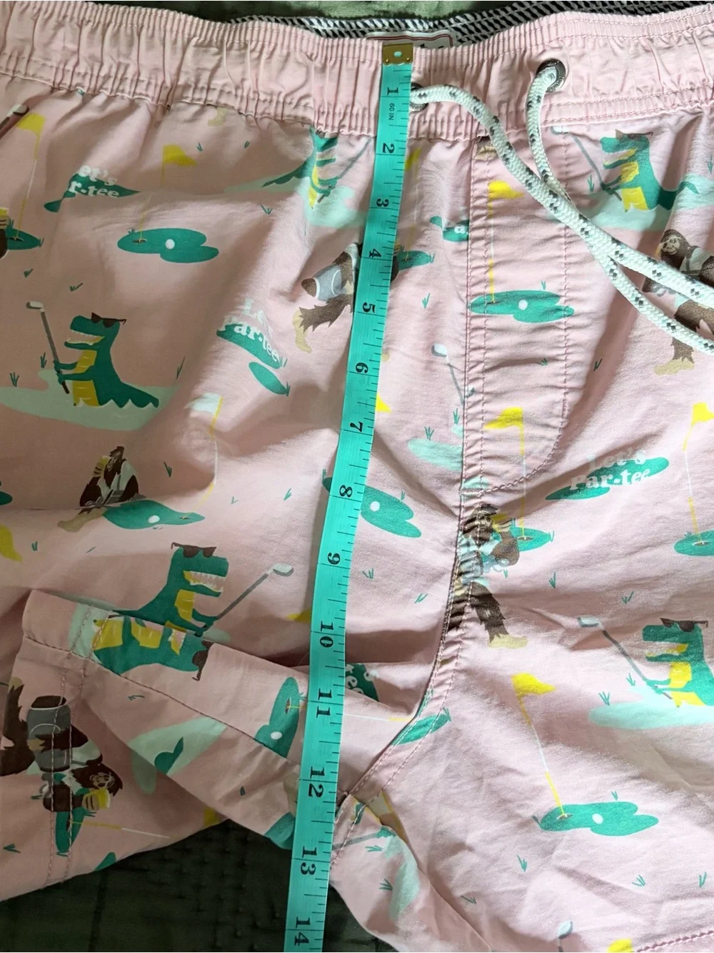 Party Pants Mens Golf Swim Trunks Pink Lets Par-Tee Bigfoot Gator Print